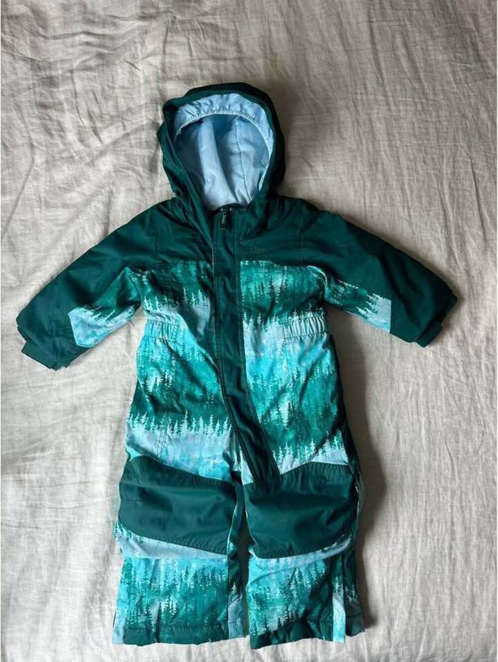 L.L. Bean Toddler 12-18mo. Snowsuit Green Trees